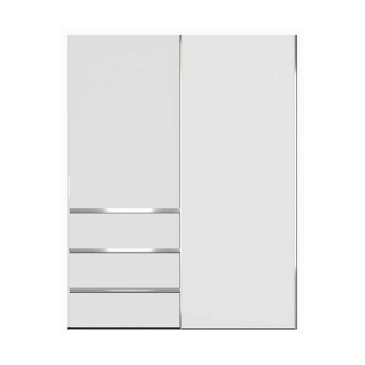Oakwood Wiemann Pacific 175cm 2 White Glass Sliding Doors Wardrobe with 3 Drawers