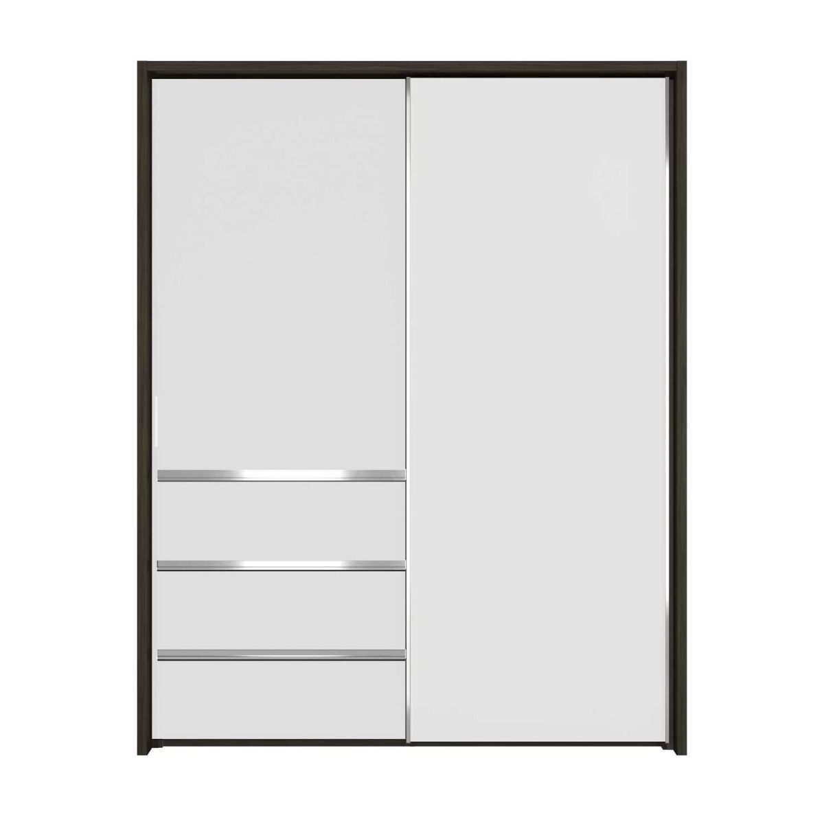 Oakwood Wiemann Pacific 175cm 2 White Glass Doors Sliding Wardrobe with 3 Drawers