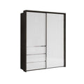 Oakwood Wiemann Pacific 175cm 2 White Glass Doors Sliding Wardrobe with 3 Drawers
