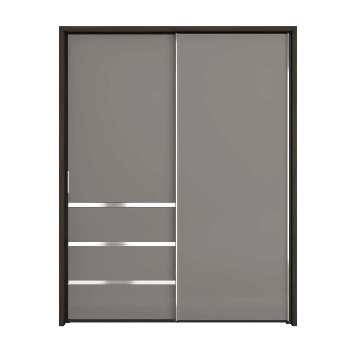 Oakwood Wiemann Pacific 175cm 2 Glass Doors Sliding Wardrobe with 3 Drawers