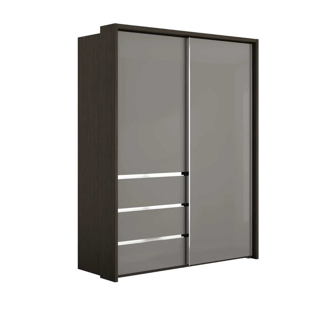 Oakwood Wiemann Pacific 175cm 2 Glass Doors Sliding Wardrobe with 3 Drawers