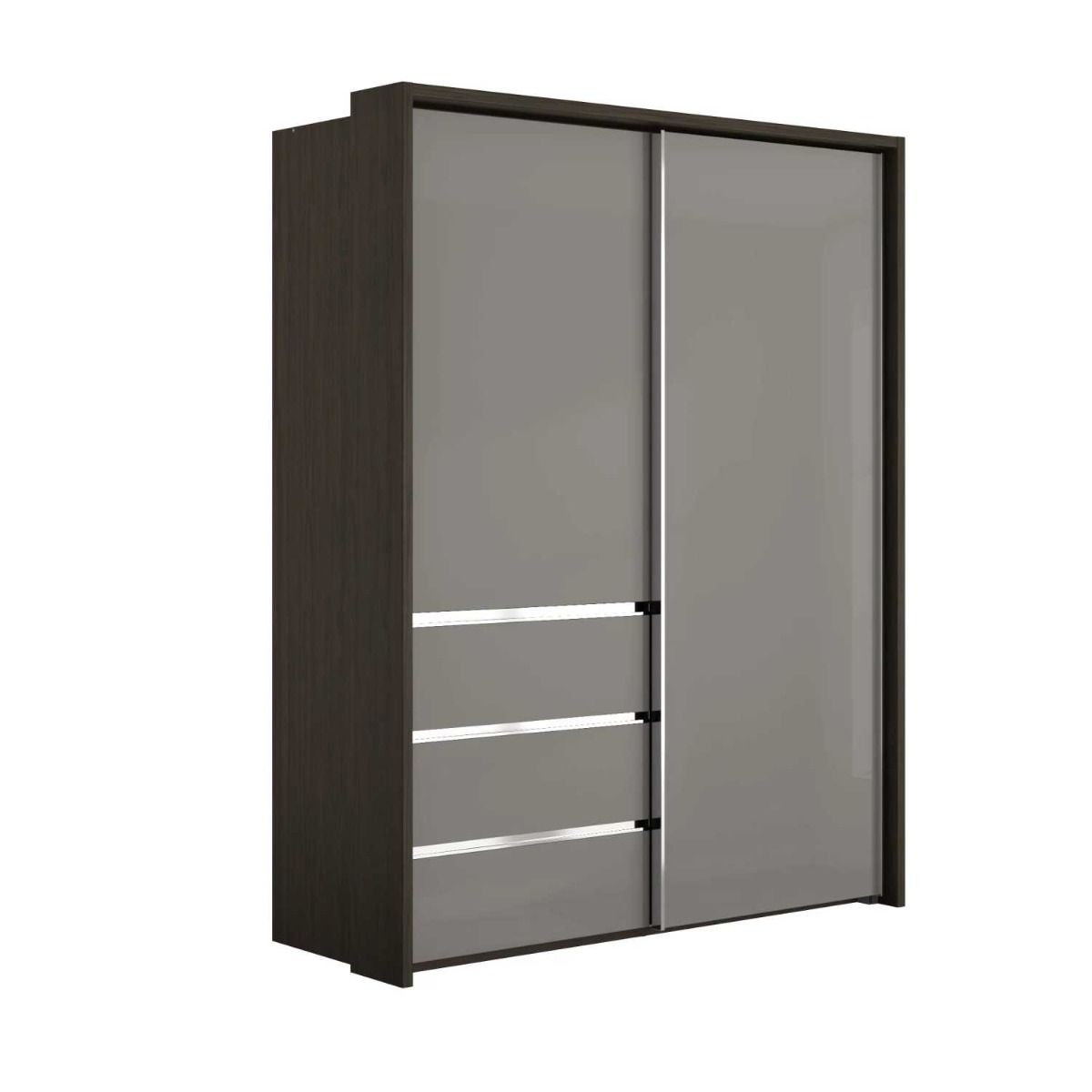 Oakwood Wiemann Pacific 175cm 2 Glass Doors Sliding Wardrobe with 3 Drawers