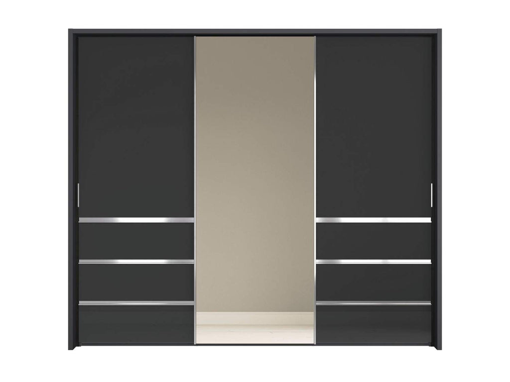 Oakwood Wiemann Pacific 260cm 3 Door Sliding Wardrobe with Drawers at Left and Right