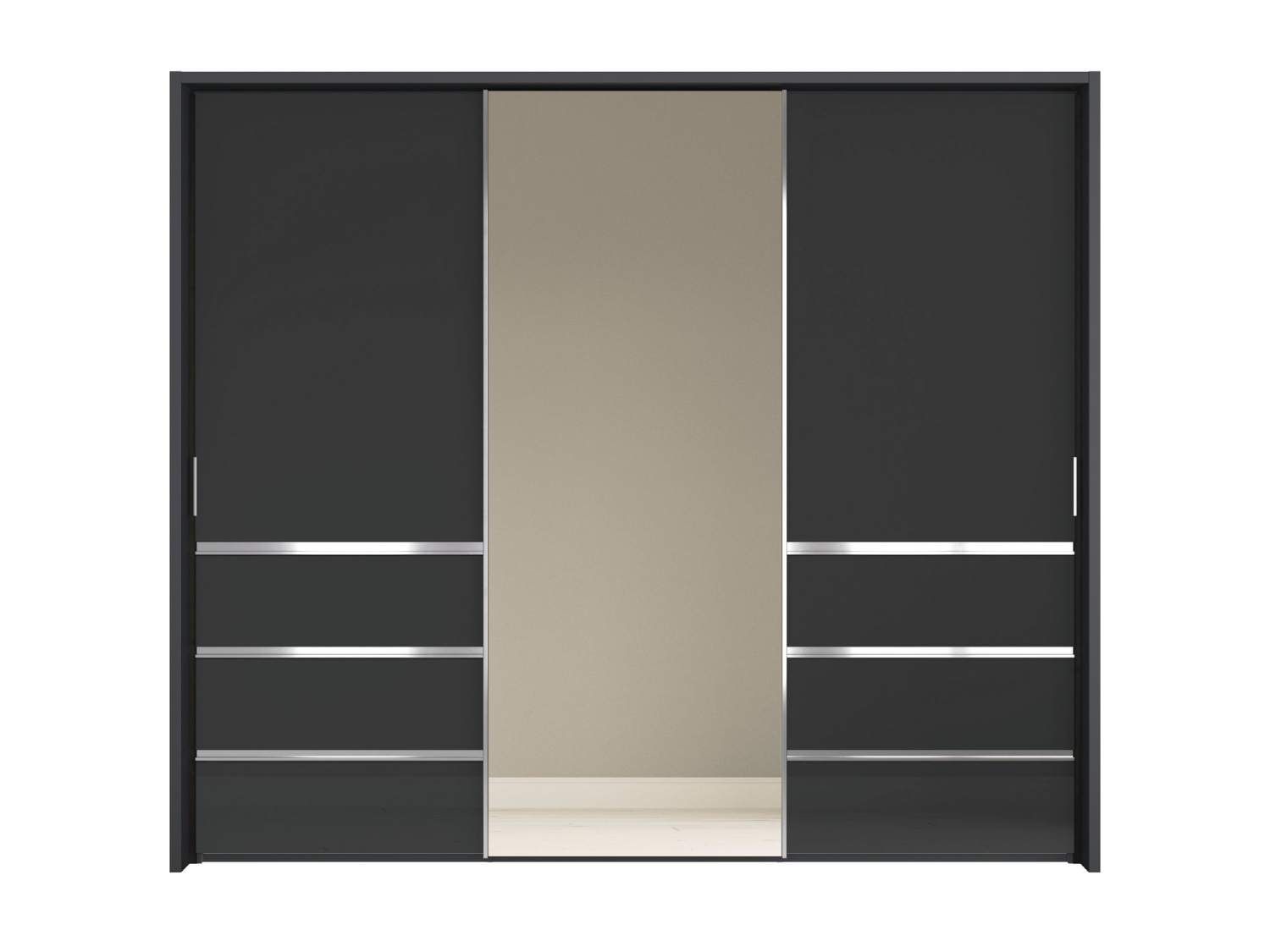 Oakwood Wiemann Pacific 260cm 3 Door Sliding Wardrobe with Drawers at Left and Right