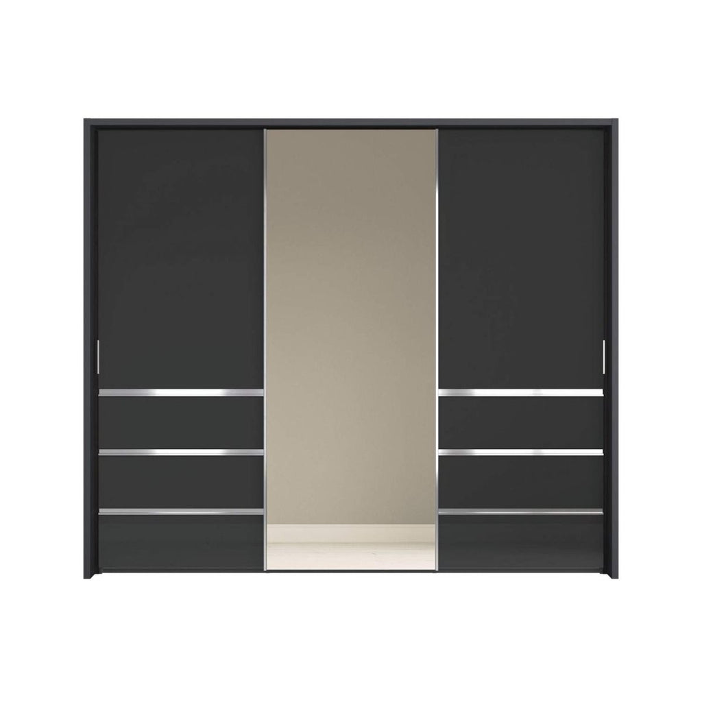 Oakwood Wiemann Pacific 260cm 3 Door Sliding Wardrobe with Drawers at Left and Right