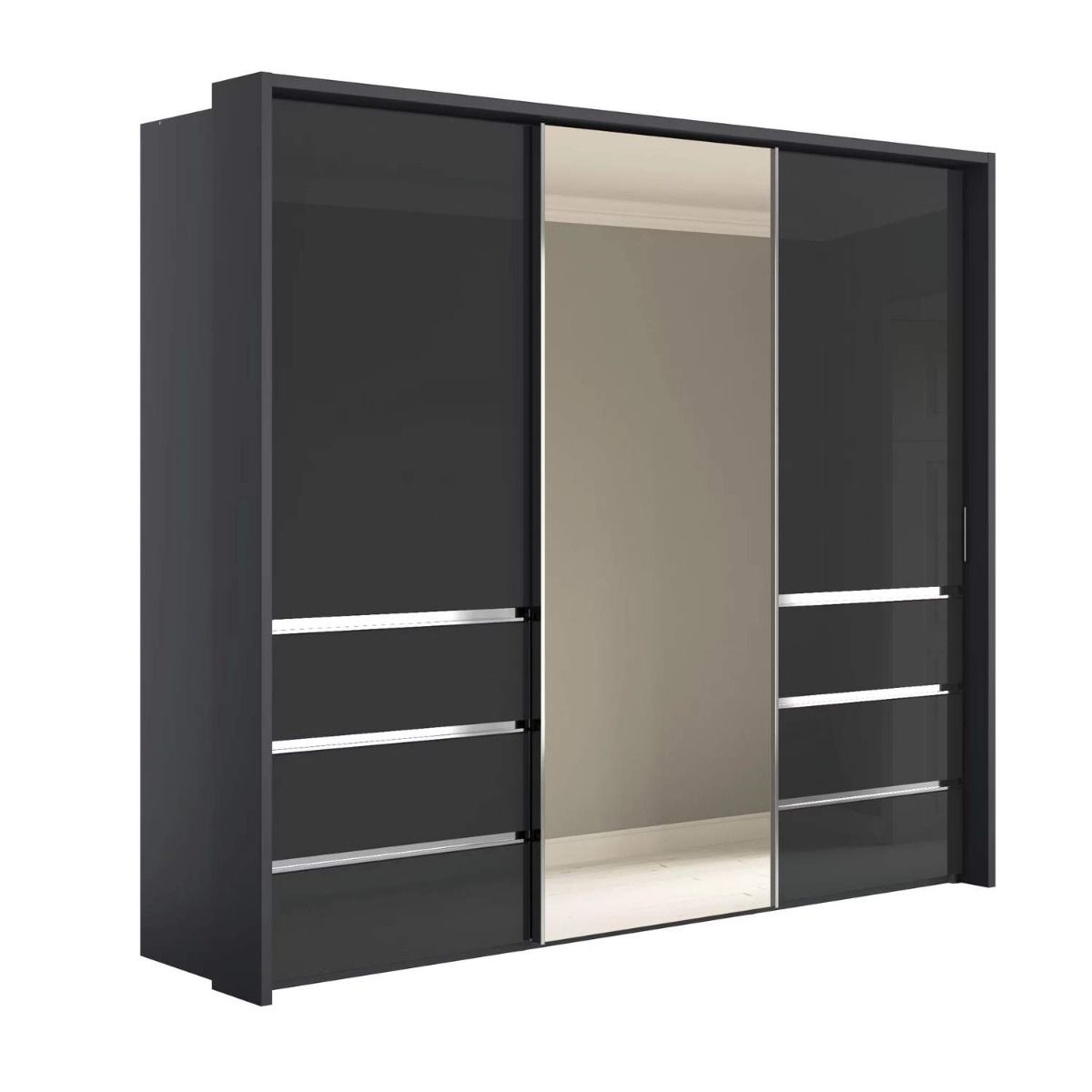 Oakwood Wiemann Pacific 260cm 3 Door Sliding Wardrobe with Drawers at Left and Right