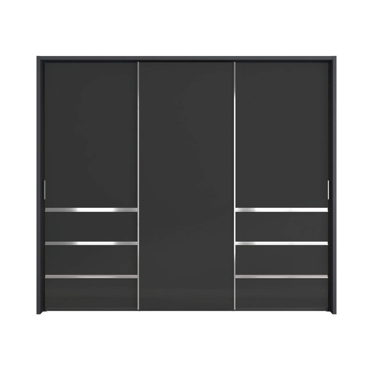Oakwood Wiemann Pacific 260cm 3 Door Glass Sliding Wardrobe with Drawers at Left and Right