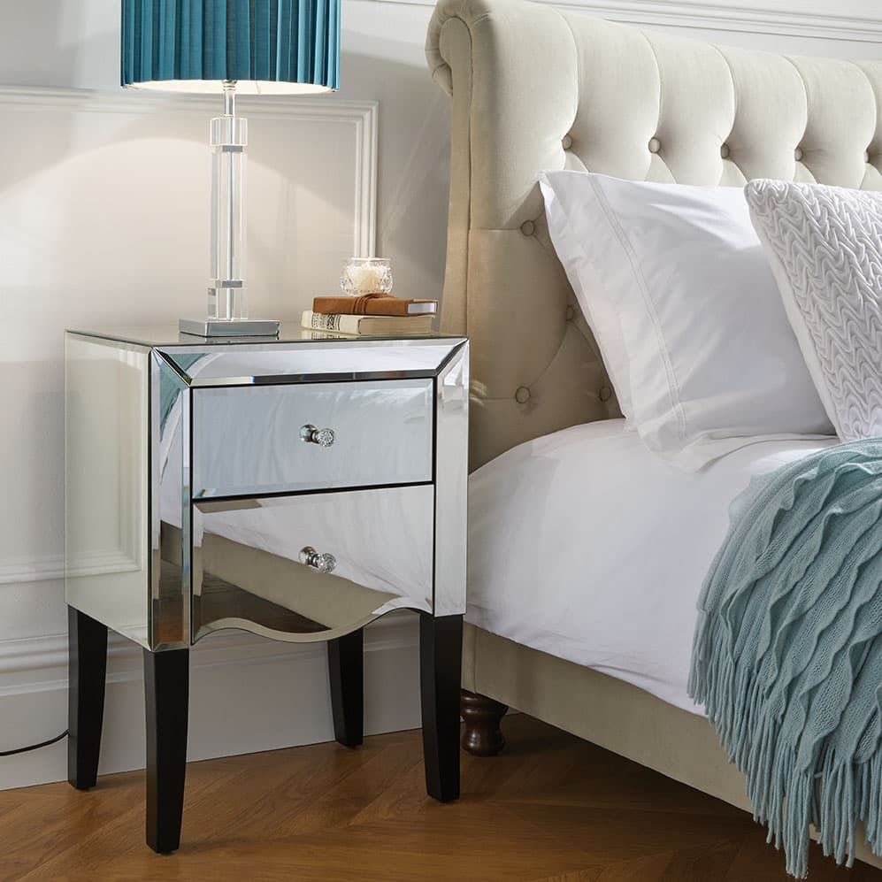 Oakwood Premier 2 Drawer Mirrored Bedside