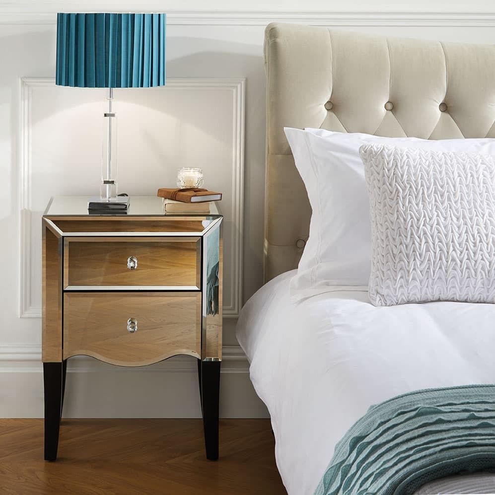 Oakwood Premier 2 Drawer Mirrored Bedside