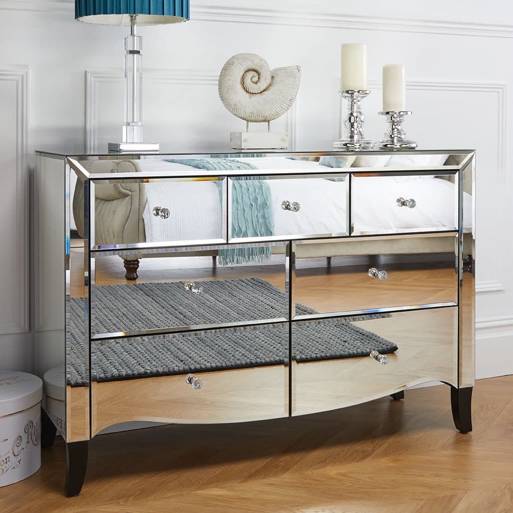 Oakwood Premier Large 3 + 4 Drawer Mirrored Chest