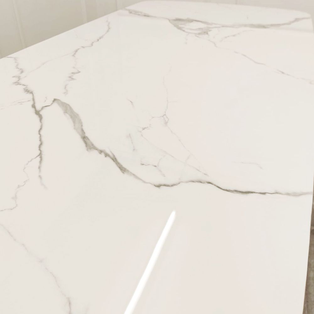 Oakwood Vigo Gold 1.8 Dining Table with Polar White Sintered Stone Top