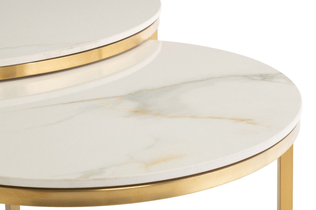 Oakwood Portafino Round Coffee Table Set - Kass Gold/Brushed Gold