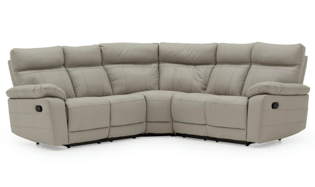 Oakwood Vida Living Positano Light Grey Leather Corner Recliner Sofa