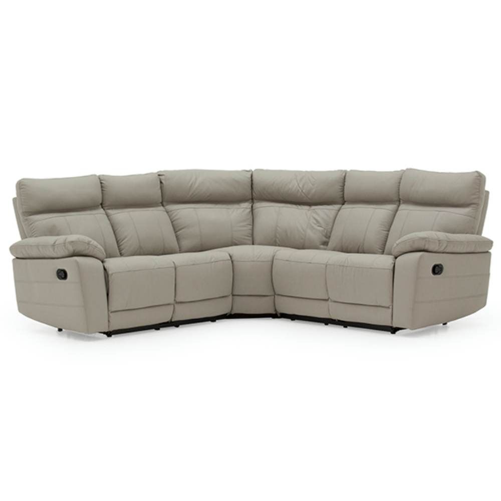 Oakwood Vida Living Positano Light Grey Leather Corner Recliner Sofa