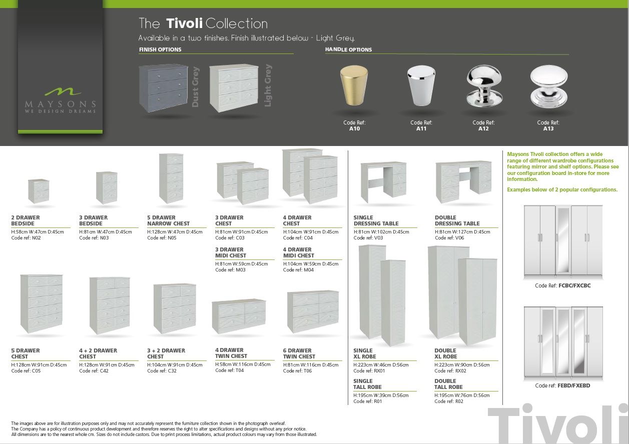 Oakwood Maysons Tivoli Bedroom Furniture Range