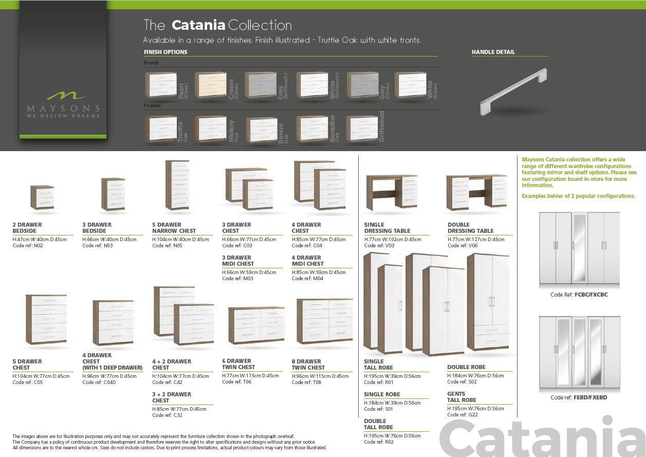 Oakwood Maysons Catania High Gloss Front Bedroom Furniture Range
