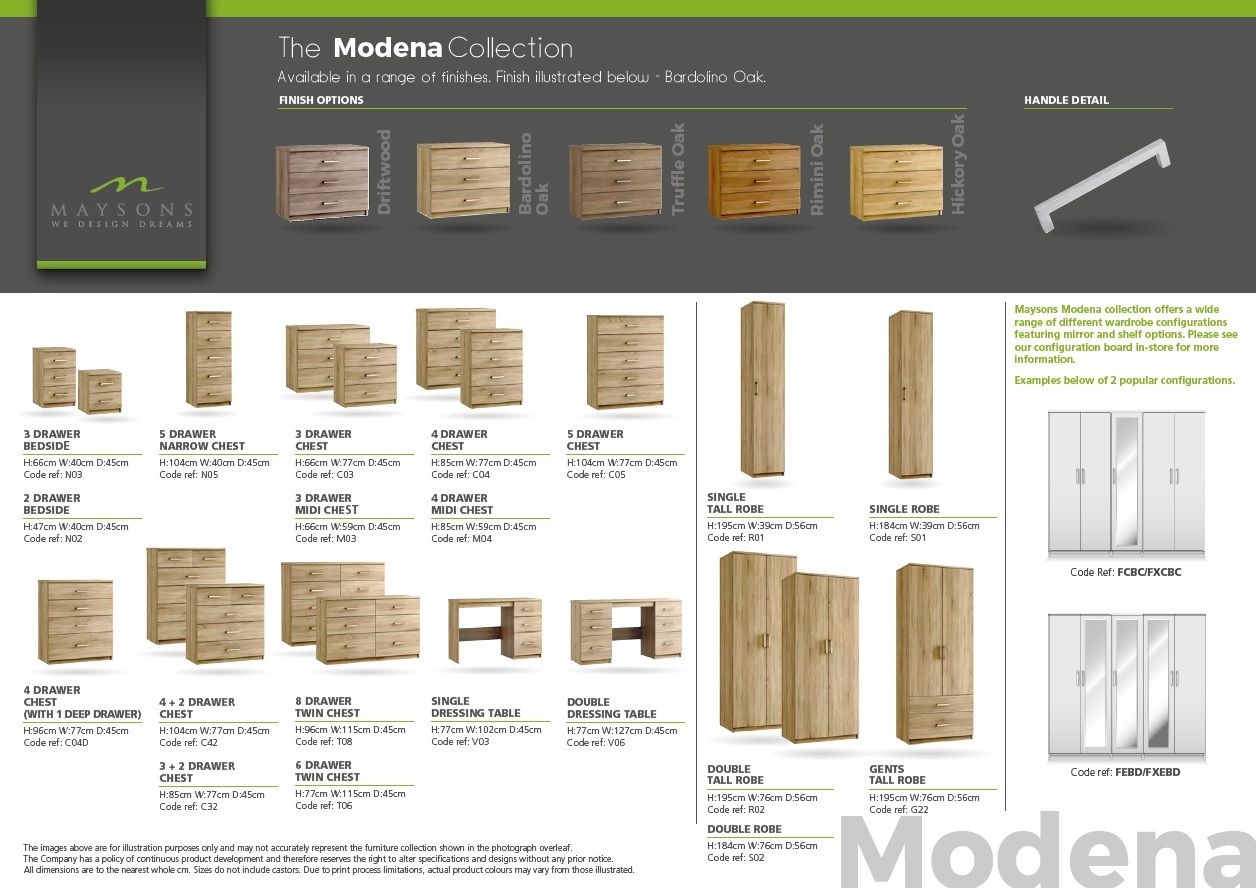 Oakwood Maysons Modena Bedroom Furniture Range