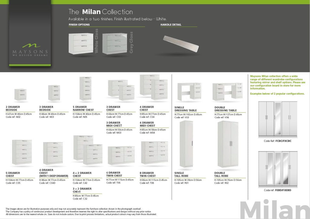Oakwood Maysons Milan White Or Grey Bedroom Furniture Range