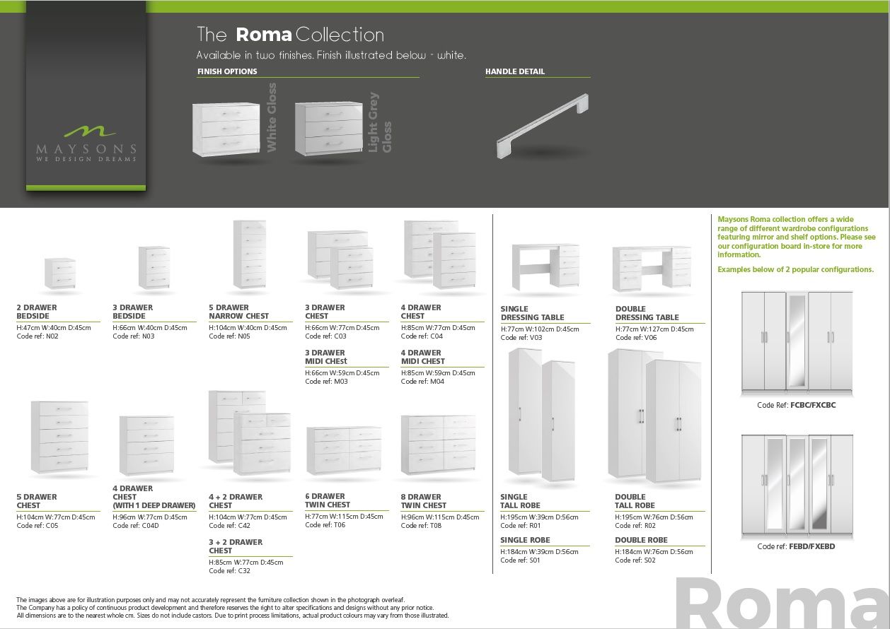 Oakwood Maysons Roma Bedroom Furniture Range