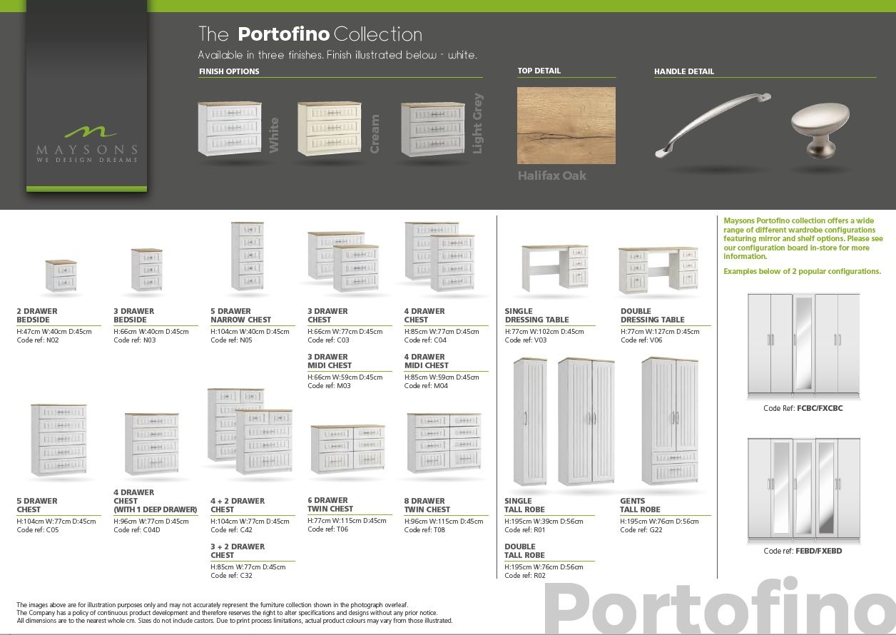 Oakwood Maysons Portofino Bedroom Furniture Range