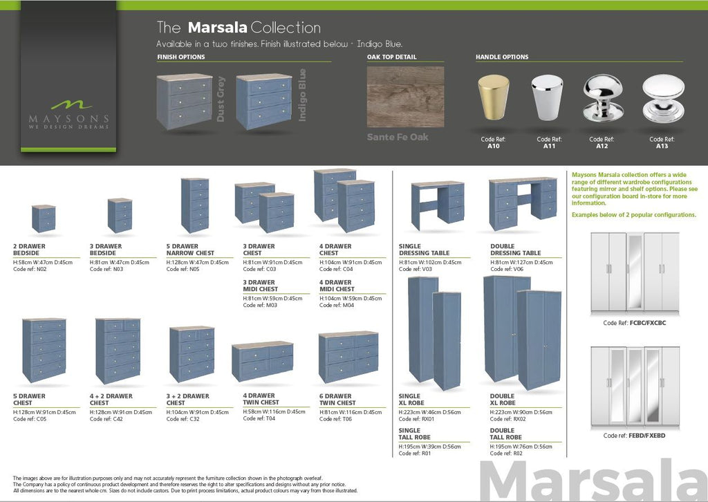 Oakwood Maysons Marsala Bedroom Furniture Range