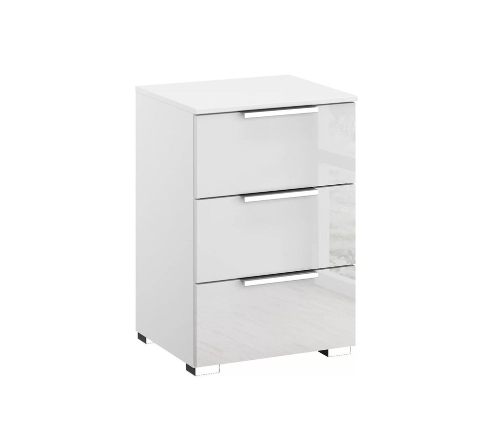 Oakwood Rauch Fontana Glass 3 Drawer Bedside Cabinet Choice Of Colours