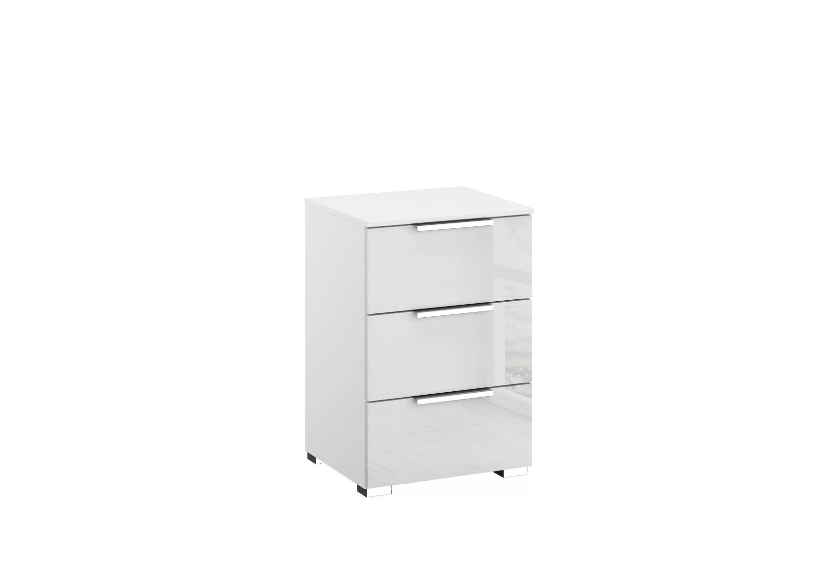 Oakwood Rauch Fontana Glass 3 Drawer Bedside Cabinet Choice Of Colours