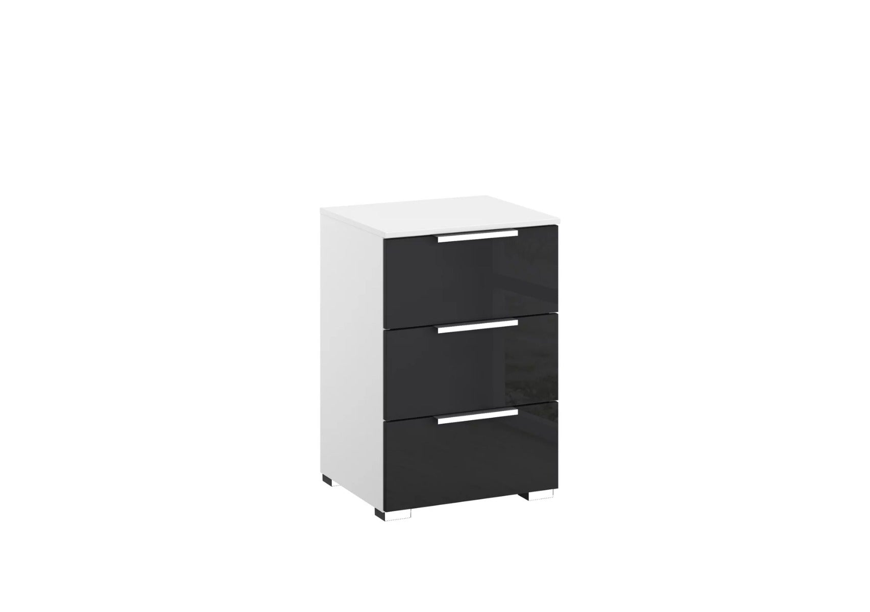 Oakwood Rauch Fontana Glass 3 Drawer Bedside Cabinet Choice Of Colours