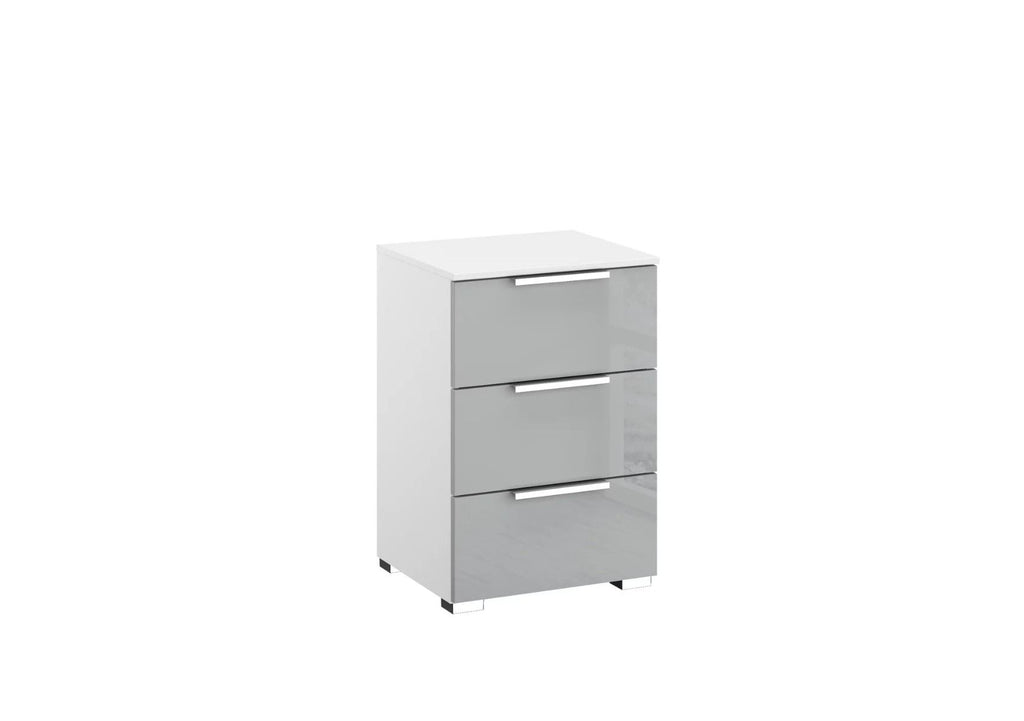 Oakwood Rauch Fontana Glass 3 Drawer Bedside Cabinet Choice Of Colours