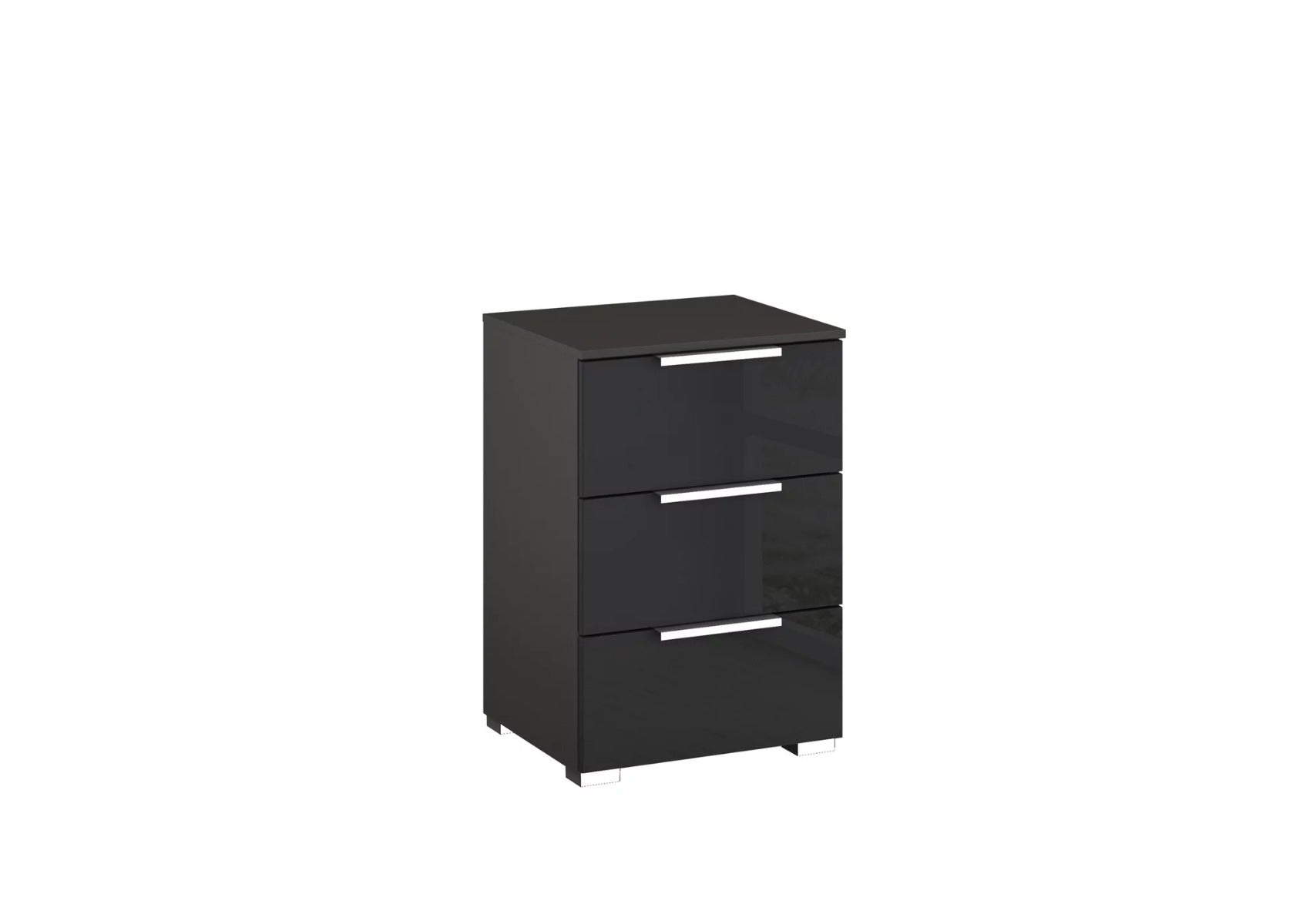 Oakwood Rauch Fontana Glass 3 Drawer Bedside Cabinet Choice Of Colours