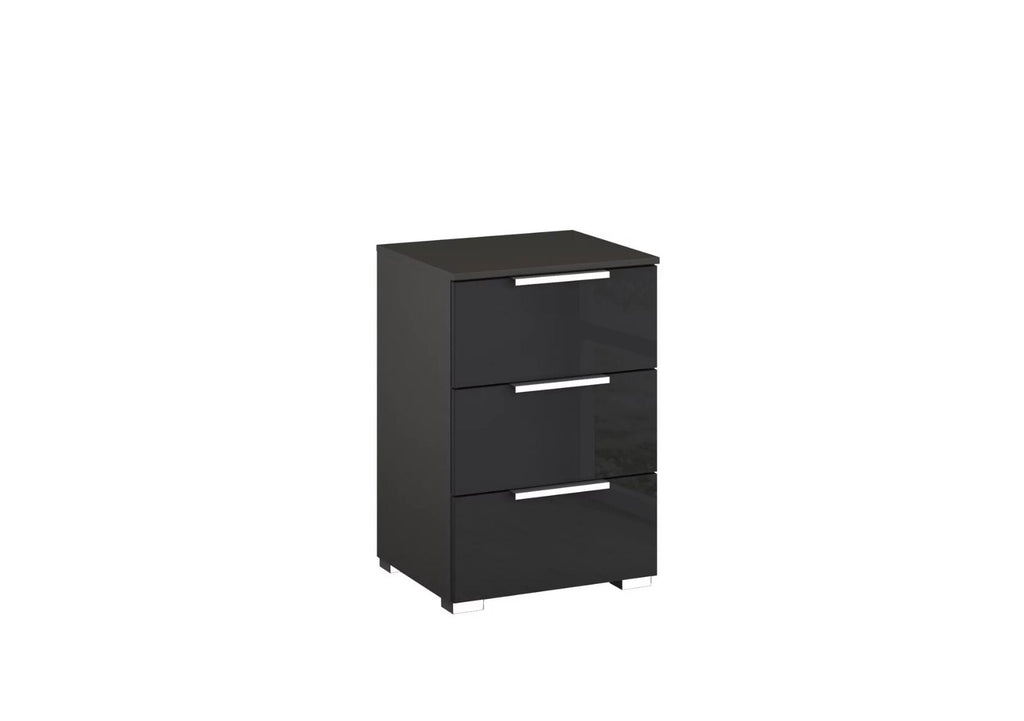 Oakwood Rauch Fontana Glass 3 Drawer Bedside Cabinet Choice Of Colours