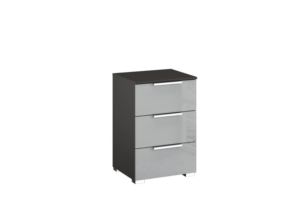 Oakwood Rauch Fontana Glass 3 Drawer Bedside Cabinet Choice Of Colours