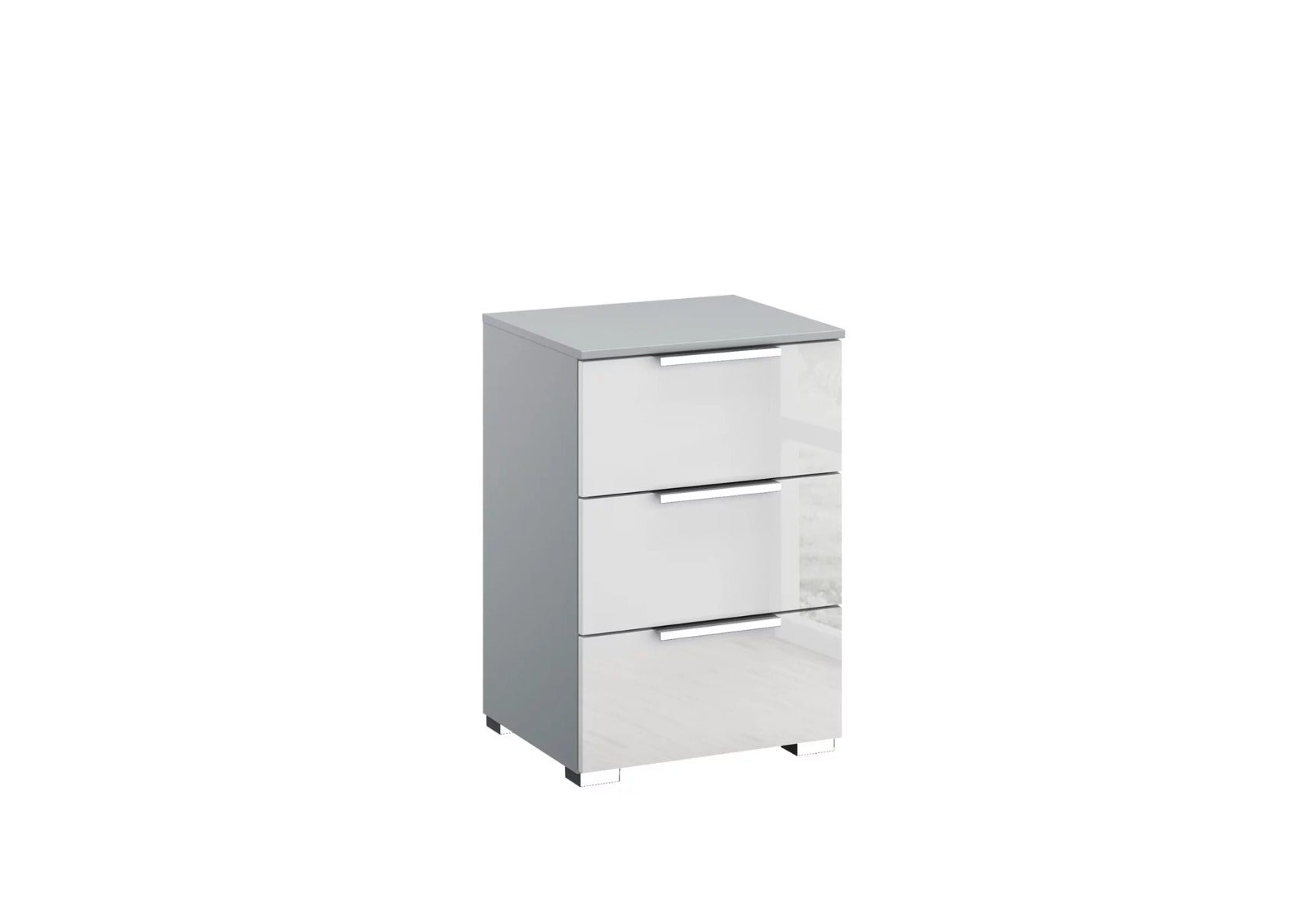 Oakwood Rauch Fontana Glass 3 Drawer Bedside Cabinet Choice Of Colours