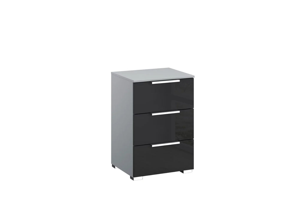 Oakwood Rauch Fontana Glass 3 Drawer Bedside Cabinet Choice Of Colours