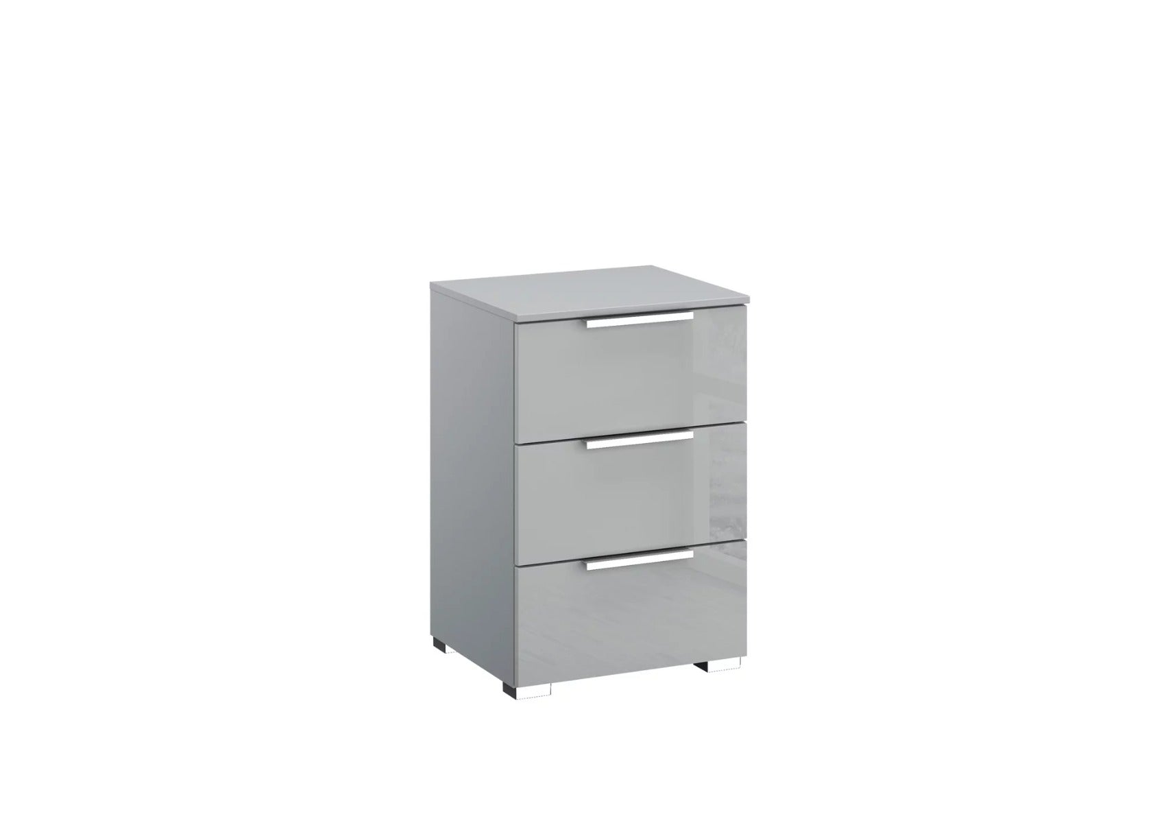 Oakwood Rauch Fontana Glass 3 Drawer Bedside Cabinet Choice Of Colours