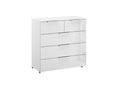 Oakwood Rauch Fontana Glass 5 Drawer Chest - Choice Of White, Silk Grey Or Graphite Colour
