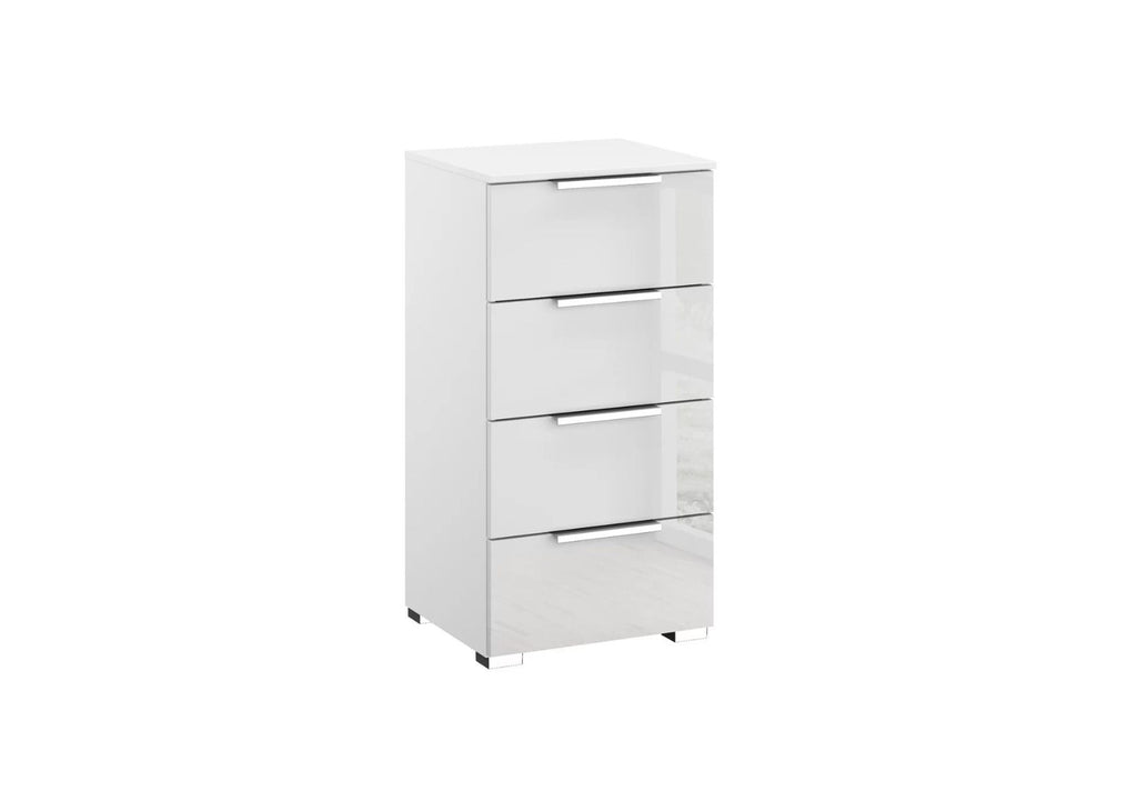 Oakwood Rauch Fontana Glass 4 Drawer Narrow Chest Choice of Colours