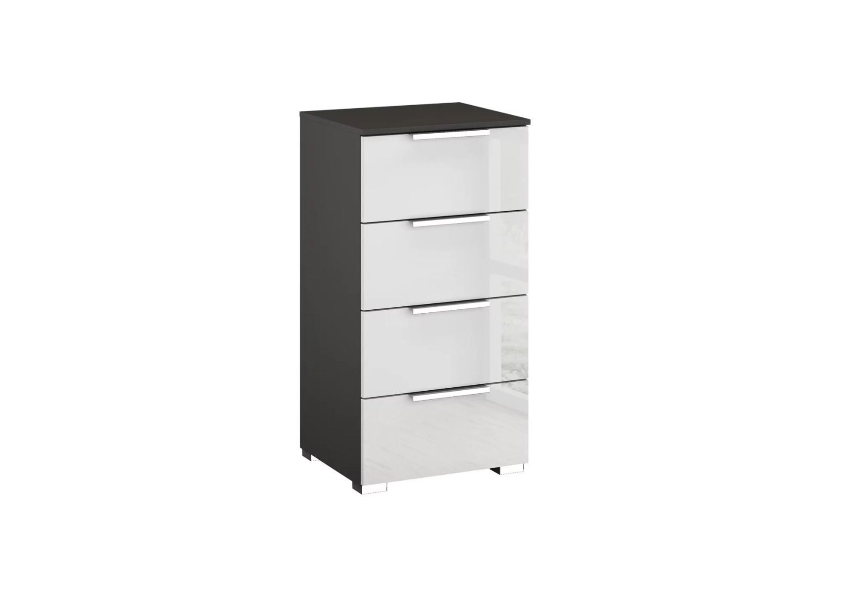 Oakwood Rauch Fontana Glass 4 Drawer Narrow Chest Choice of Colours
