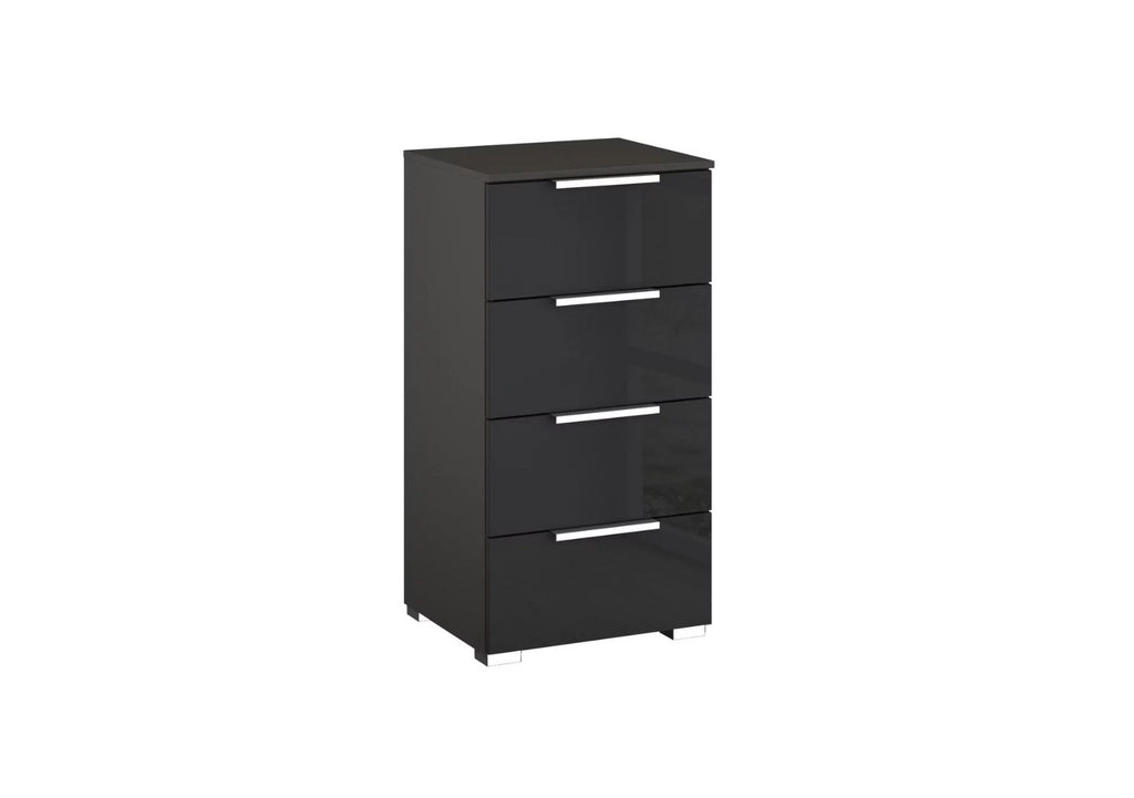Oakwood Rauch Fontana Glass 4 Drawer Narrow Chest Choice of Colours