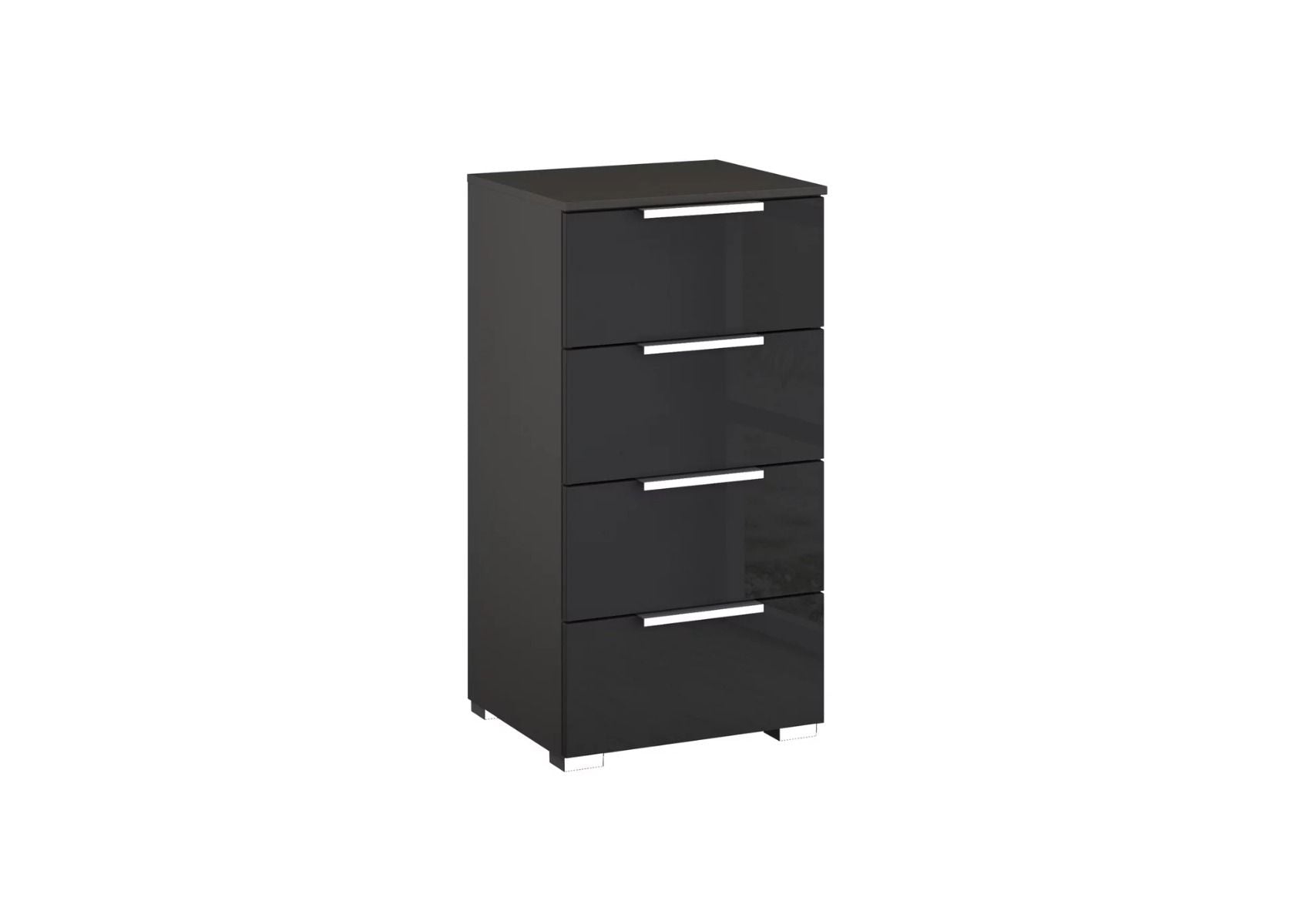 Oakwood Rauch Fontana Glass 4 Drawer Narrow Chest Choice of Colours