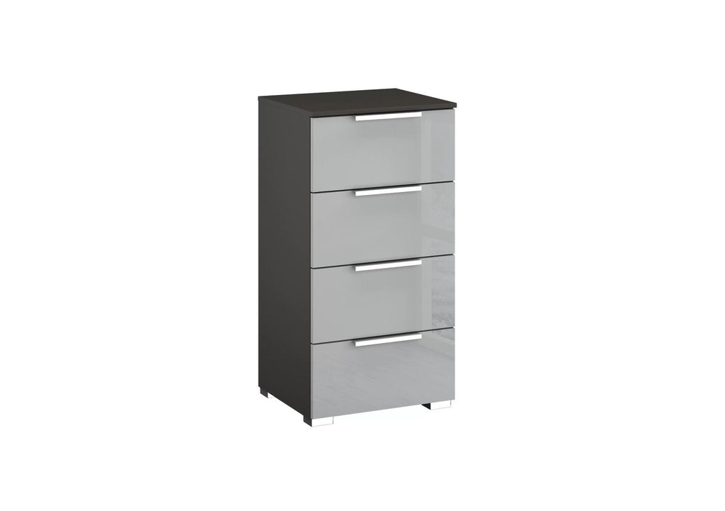 Oakwood Rauch Fontana Glass 4 Drawer Narrow Chest Choice of Colours