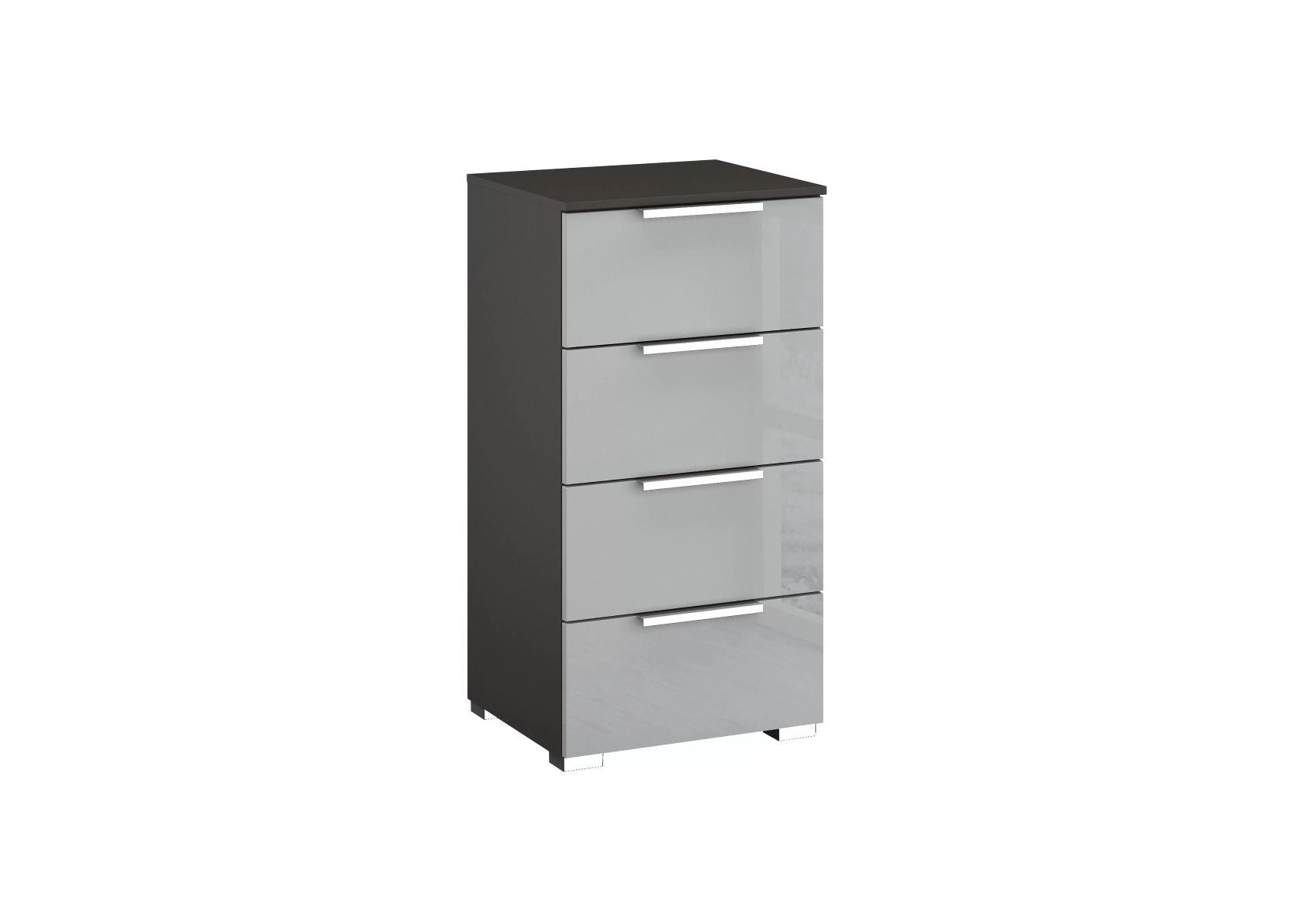 Oakwood Rauch Fontana Glass 4 Drawer Narrow Chest Choice of Colours