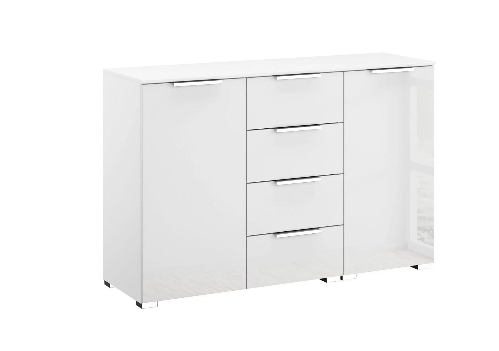 Oakwood Rauch Fontana Glass 2 Door 4 Drawer Wide Chest Choice of Colours