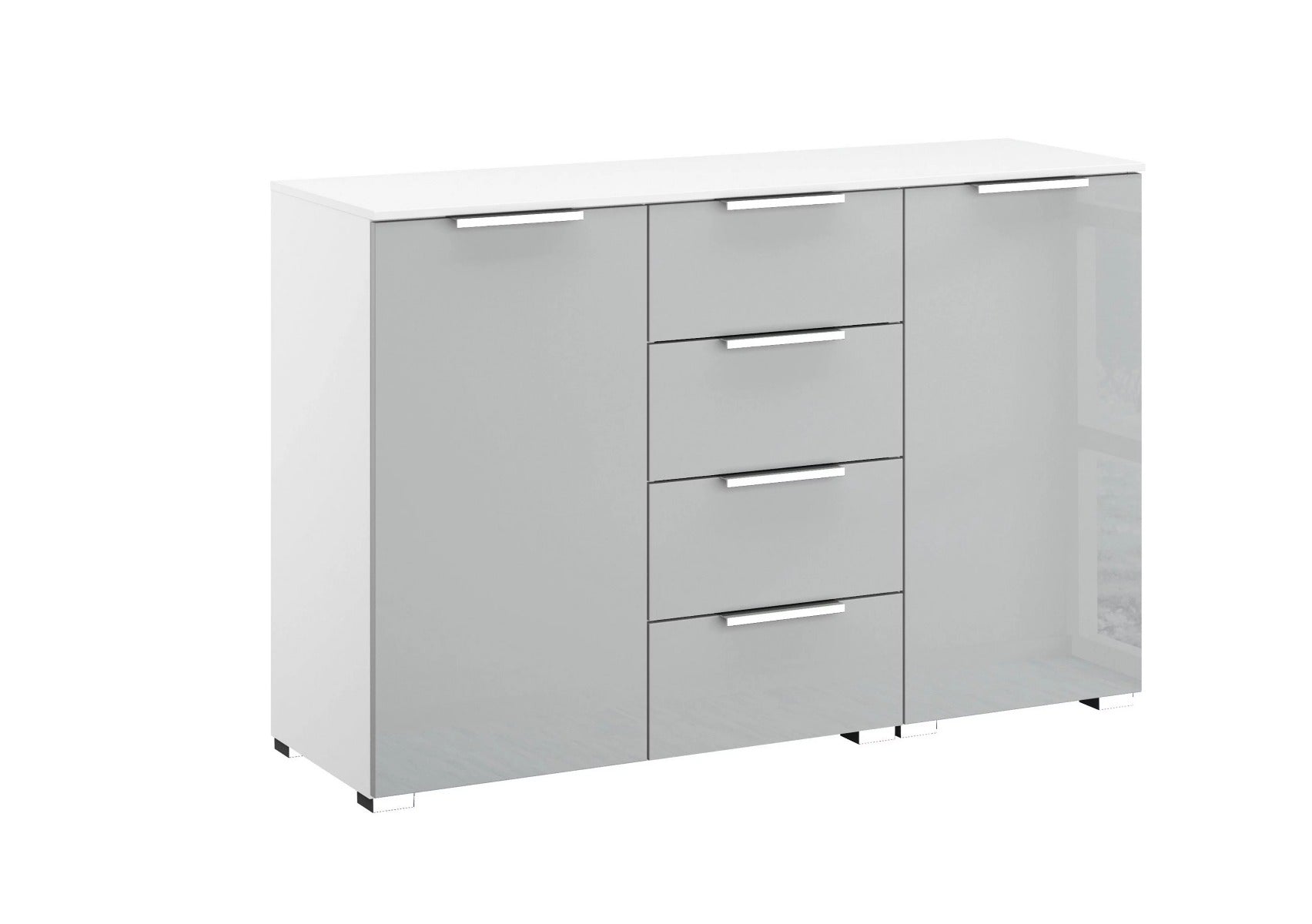 Oakwood Rauch Fontana Glass 2 Door 4 Drawer Wide Chest Choice of Colours