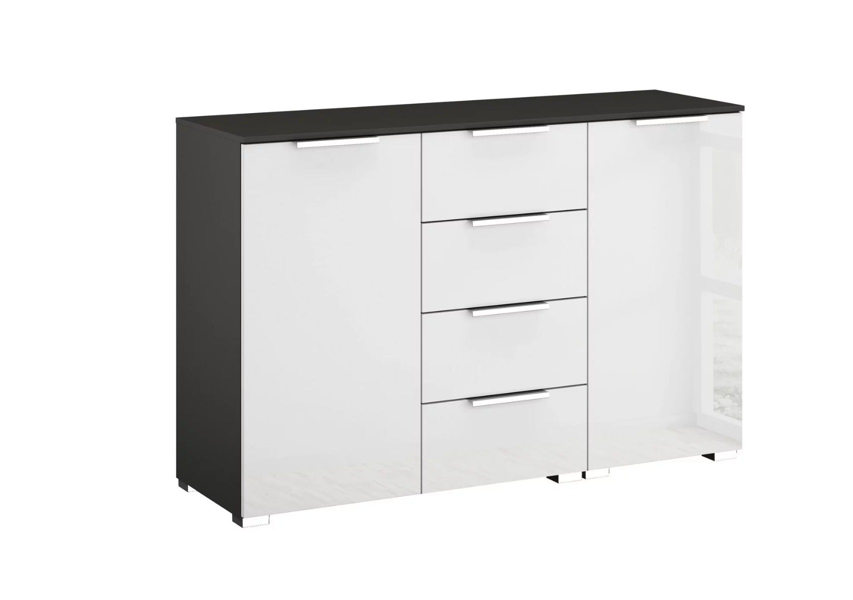 Oakwood Rauch Fontana Glass 2 Door 4 Drawer Wide Chest Choice of Colours