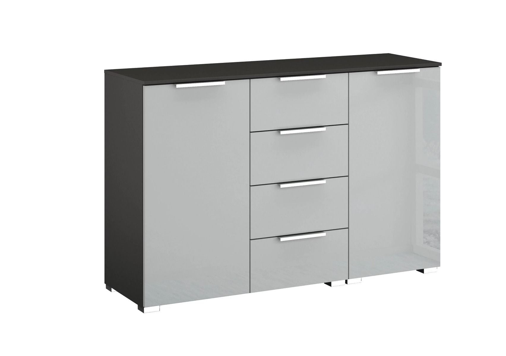 Oakwood Rauch Fontana Glass 2 Door 4 Drawer Wide Chest Choice of Colours