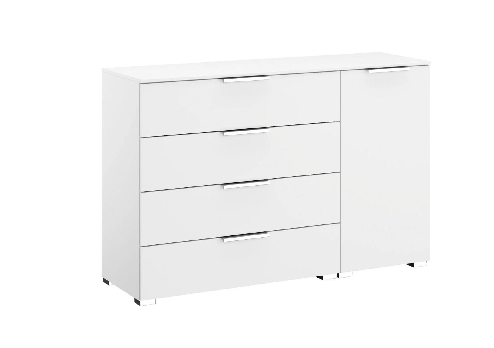 Oakwood Rauch Fontana 4 Drawer 1 Door Chest - Choice Of White, Silk Grey Or Graphite Colour