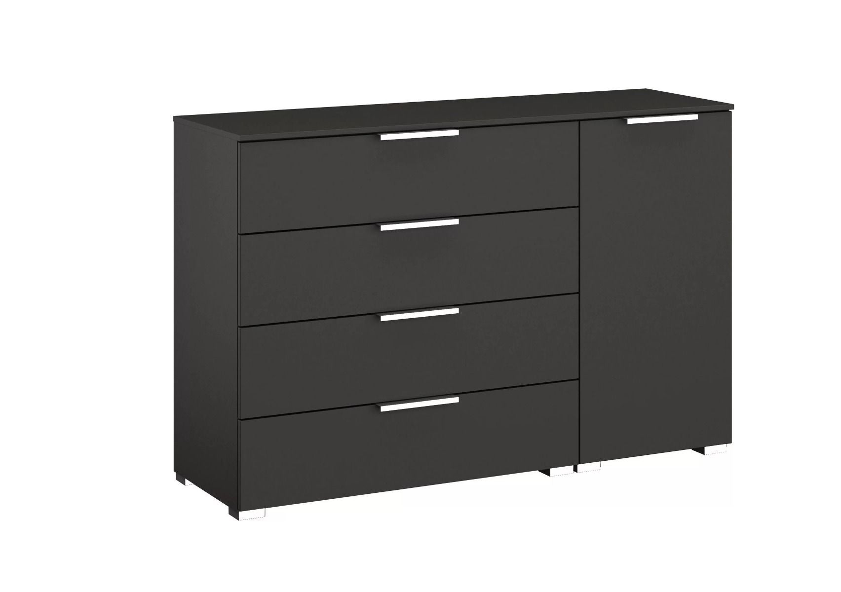 Oakwood Rauch Fontana 4 Drawer 1 Door Chest - Choice Of White, Silk Grey Or Graphite Colour
