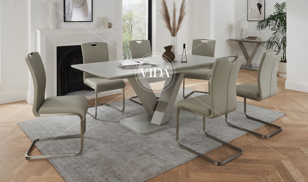 Oakwood Rafaelo Light Grey Matt 1600/2000 Ext Dining Table