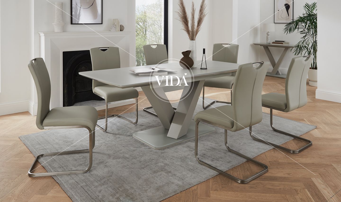 Oakwood Rafaelo Light Grey Matt 1600/2000 Ext Dining Table